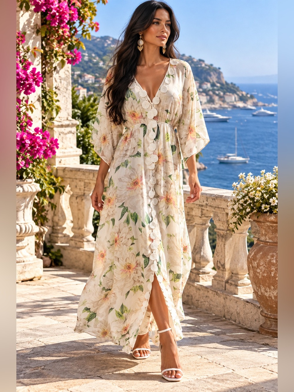 Farm Rio sz MD Dahlia maxi dress w underslip sheer Like new